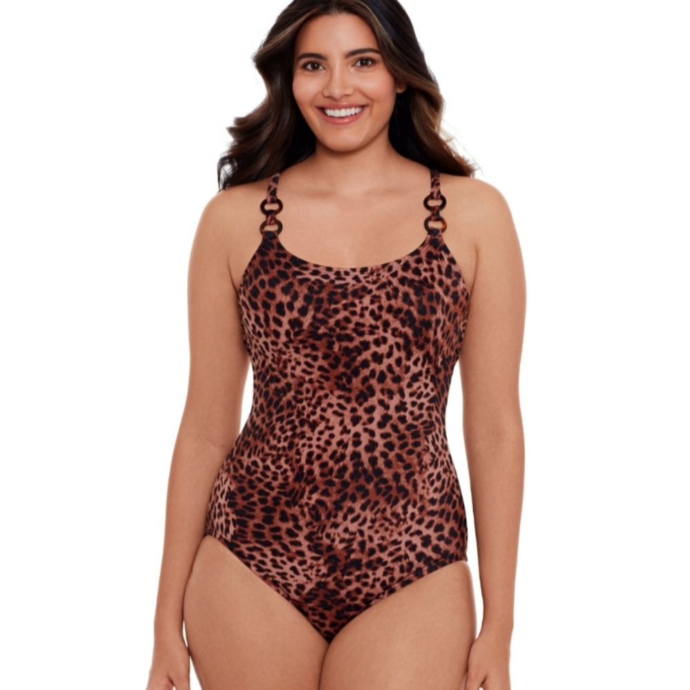 Double ring swimsuit one piece sz large NWT